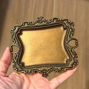 Vintage/Antique Brassy Gold Metal Jewelry Tray or Trinket Dish